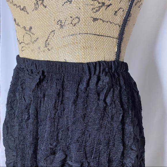 Kedem Sasson Black Mesh Lace Crinkle Maxi Skirt - Picture 2 of 7